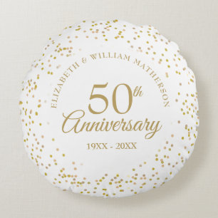 Almofada Redonda Aniversário de 50 anos de Casamento Confete de Pó 