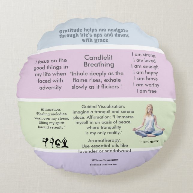 Almofada Redonda ANTI-STRESS RELAX CALM Meditation PEACE (Frente)