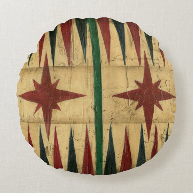 Almofada Redonda Antiguidade Conselho de Jogos Backgammon por Ethan (Frente)