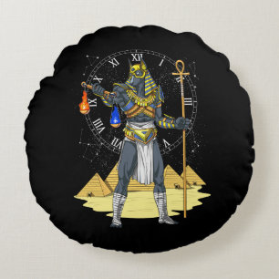 Almofada Redonda Anubis Egípcio Deus Antiguamente Ankh Mitologia