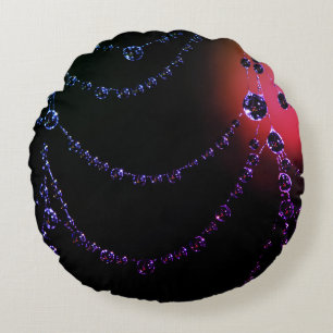 Almofada Redonda Anuias da teia-aranha roxa-rosa-preta