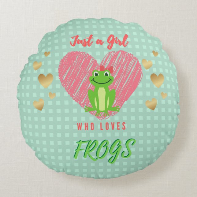 Almofada Redonda Apenas uma garota que ama Sapos ao Travesseiro com (Frente)