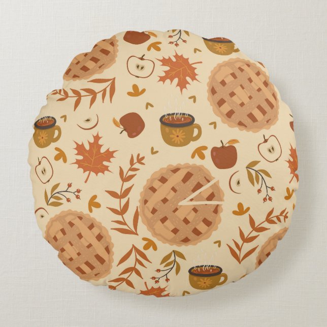 Almofada Redonda Apple Pie Autumn: Vintage Graphics (Frente)