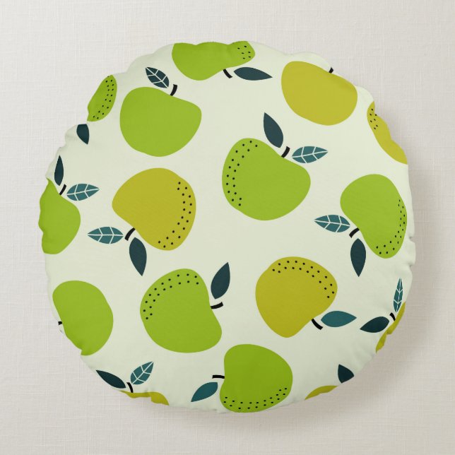 Almofada Redonda Apple seamless pattern. Fruit theme illustration.a (Frente)