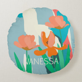 Almofada Redonda Apricot Tulipas Artísticas Modernas de Cores Perso