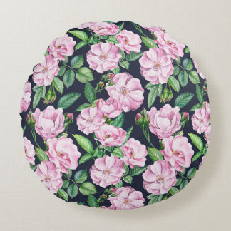 Almofada Redonda Aquecida das Ramificações de Rosa Elegante