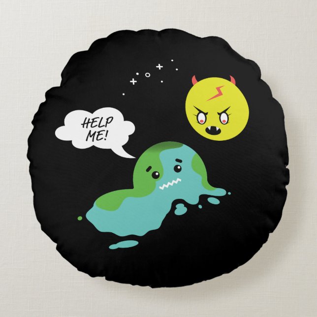 Almofada Redonda Aquecimento global (Frente)