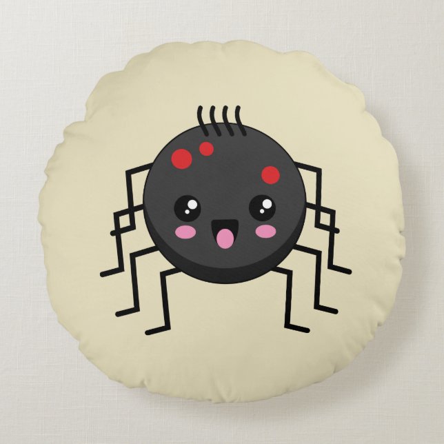 Almofada Redonda Aranha Kawaii Cute (Frente)