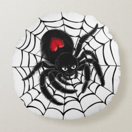 Almofada Redonda Aranha Negra no Travesseiro decorativo Redondo da