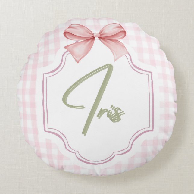 Almofada Redonda Arco Rosa Iris Baby Girl Personalizado (Frente)