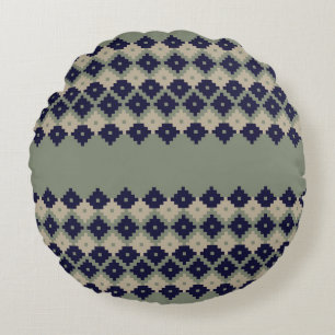 Almofada Redonda Argyle fair isle com desenho de padrão sem descont