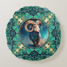 Áries Incrível Zodíaco Verde Azul Fractal Renda