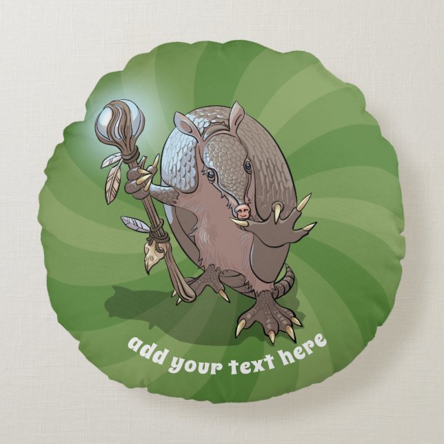 Almofada Redonda Armadillo Shaman E Cartoon De Funcionarios Hiponét (Frente)