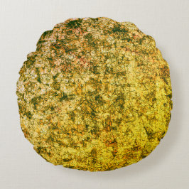 Almofada Redonda Arranhões em amarelo-ocre ligeiramente visto