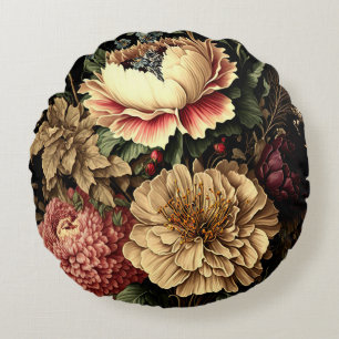 Almofada Redonda Arranjo Floral de Vintagem Magnífico