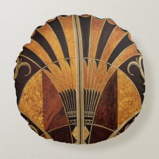 Almofada Redonda art Nouveau, art deco, vintage, multi-wood color,