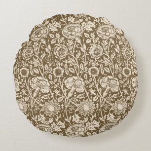 Almofada Redonda Art Nouveau Carnação Damask, Taupe e Cream