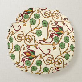 Almofada Redonda Art Nouveau-inspired floral design