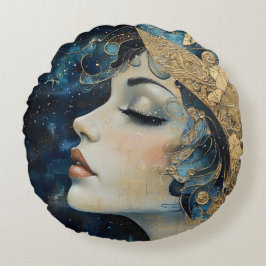 Almofada Redonda Art Nouveau Mulher