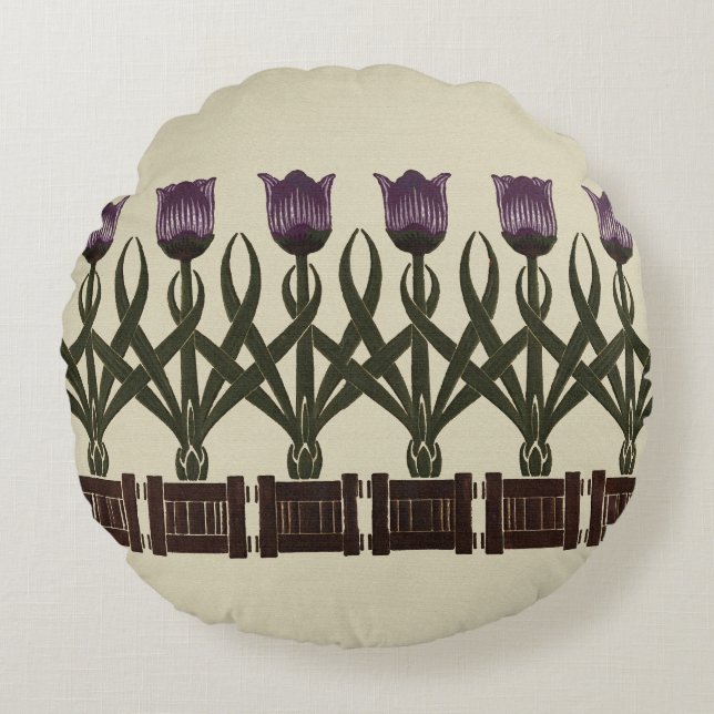 Almofada Redonda Art Nouveau Tulips (Frente)