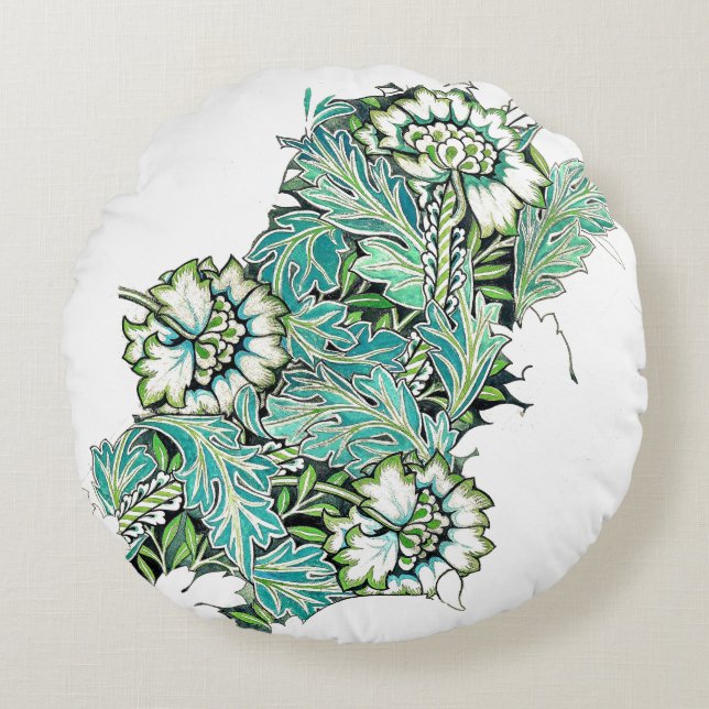 Almofada Redonda Art nouveau william morris anenome floral (Frente)