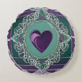 Almofada Redonda Arte AI Purple Icy Heart