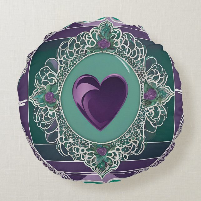 Almofada Redonda Arte AI Purple Icy Heart (Verso)