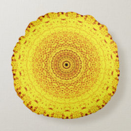 Almofada Redonda Arte amarela da mandala