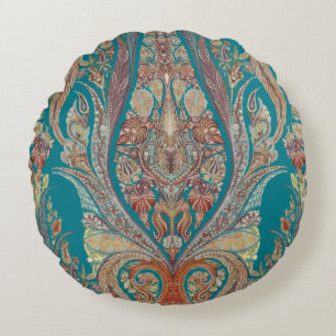 Almofada Redonda Arte boémia tribal de Boho Paisley do teste padr