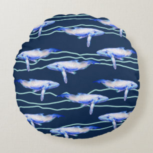 Almofada Redonda Arte de baleia Ocean Life