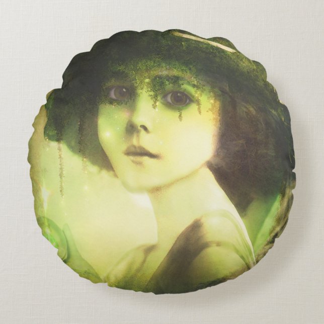 Almofada Redonda Arte de Fantasia de Árvore Selvagem Mística (Frente)