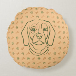 Almofada Redonda Arte de Linha Beagle, Elegância com Atitude