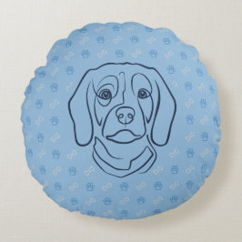 Almofada Redonda Arte de Linha Beagle, Elegância com Atitude