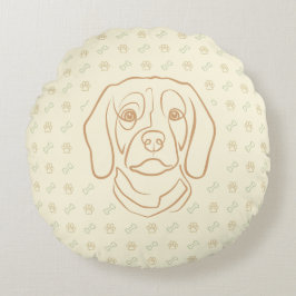 Almofada Redonda Arte de Linha Beagle, Elegância com Atitude