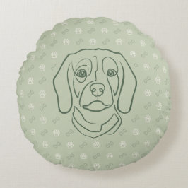Almofada Redonda Arte de Linha Beagle, Elegância com Atitude
