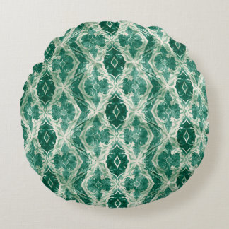 Almofada Redonda Arte de Muro Árabe - Padrão Ornamental Verde P