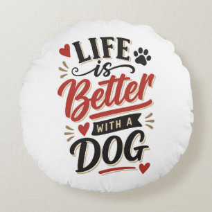 Almofada Redonda Arte de Parede para Amantes de Cachorros - A Vida 