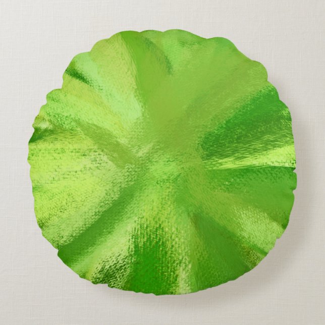 Almofada Redonda Arte de Pintura Abstrata Verde (Frente)