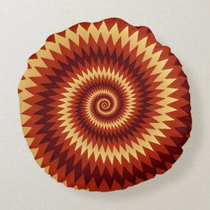 Almofada Redonda Arte Espiral Retro Inferno – Chama Geométrica Hipn