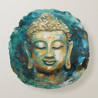 Almofada Redonda Arte Espiritual Tranquilo Buda Aura