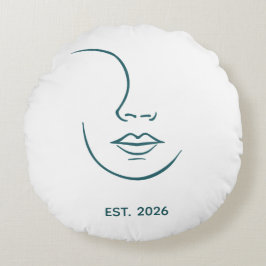 Almofada Redonda Arte Facial Abstrata Feminina em Linha Contínua Mi