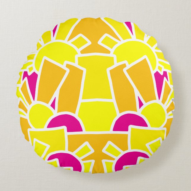 Almofada Redonda Arte Festiva de Doodle 42 (Frente)