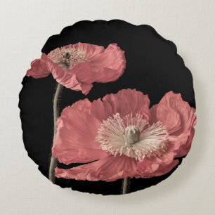 Almofada Redonda Arte fina floral continua a ser macro de cor pasto