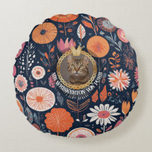 Arte Floral Escuro Gato Real Padrão Aristocrata