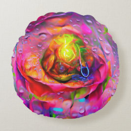 Almofada Redonda Arte Floral Surreal