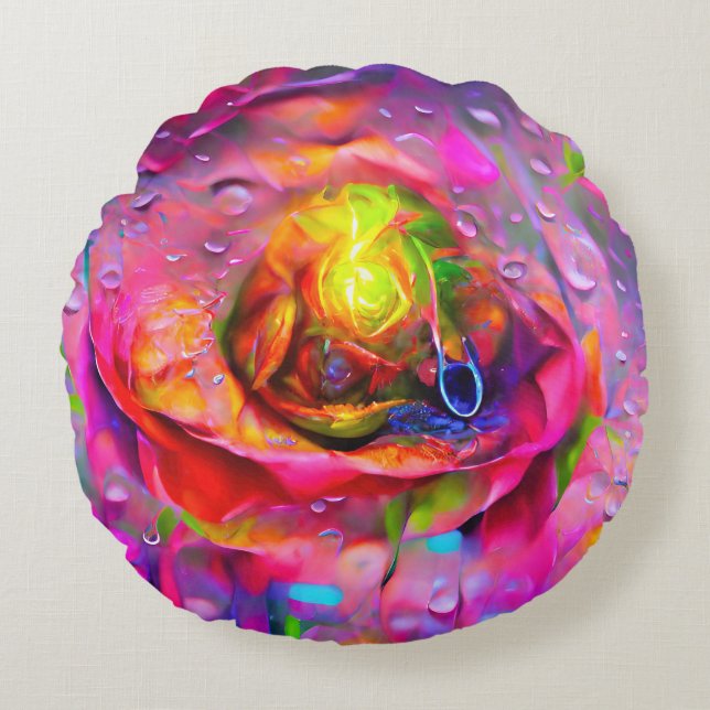 Almofada Redonda Arte Floral Surreal (Frente)
