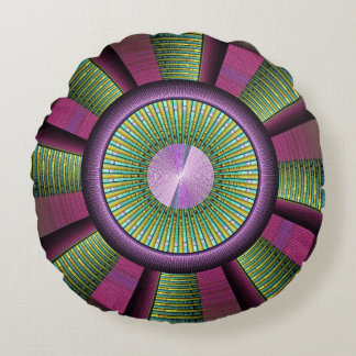 Almofada Redonda Arte Fractal Decorativa Moderna Arredondada E Colo