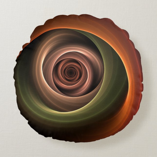 Almofada Redonda Arte fractal moderna em cores quentes abstratas em (Frente)