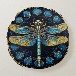 Almofada Redonda Arte Intrincada de Libélula