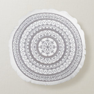 Almofada Redonda Arte intrincada tirada mão da mandala para colori